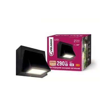LED фасадний світильник VELMAX V-YJ-QS-G13, 4 W, 3000 K, IP54, Чорний 24-62-16 фото