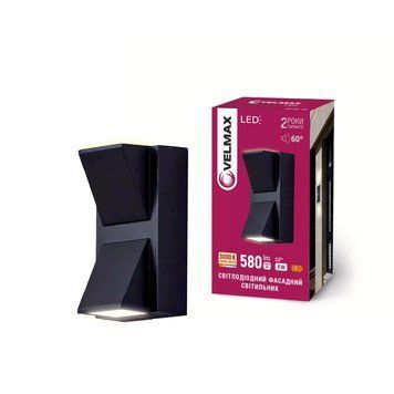 LED фасадний світильник VELMAX V-YJ-QS-G14, 8 W, 3000 K, IP54, Чорний 24-62-17 фото